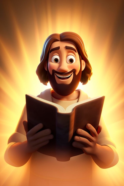 Foto ilustração de desenho animado 3d nosso guia e professor jesus cristo na terra