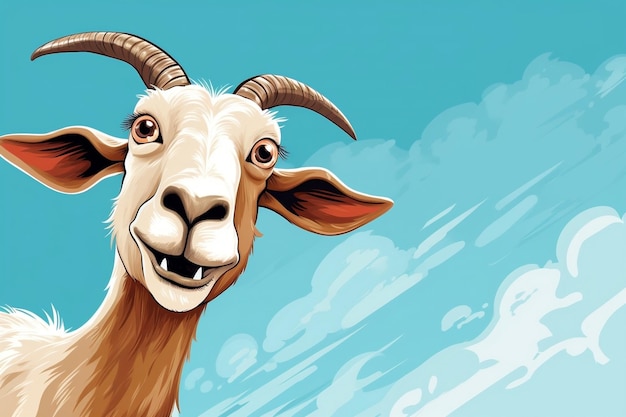 Ilustração de desenho animado de cabra lúdica de uma IA generativa de cabra caprichosa
