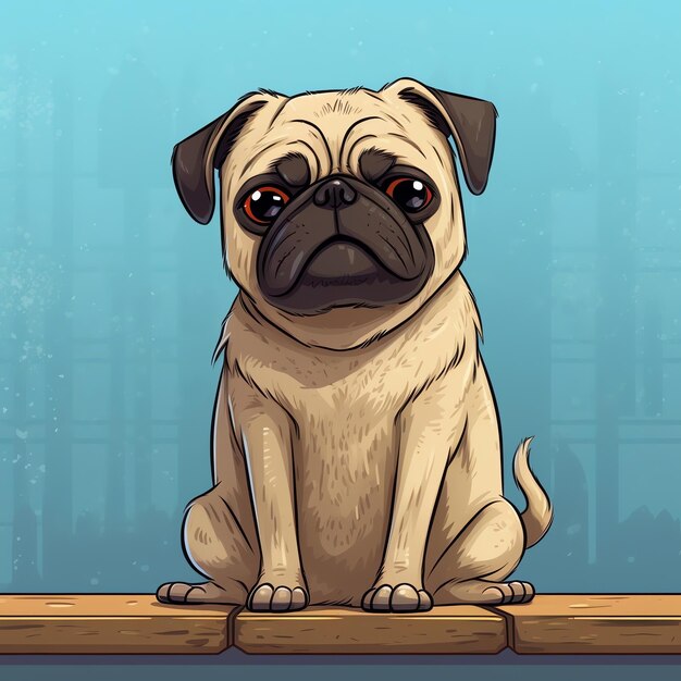 Ilustração de desenho animado de cão Pug Animais de estimação amantes de cães elemento de design com temas de animais isolado em branco