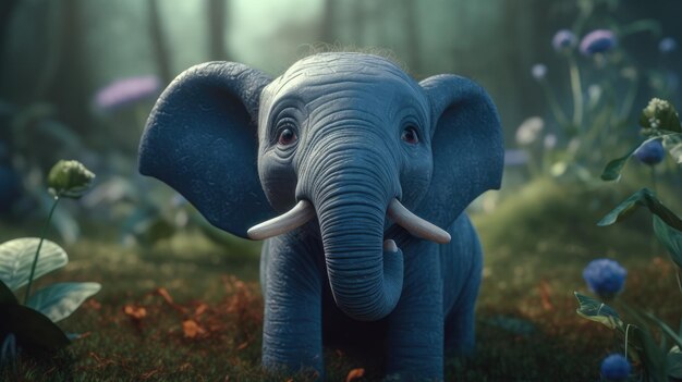 ilustração de desenho animado de elefante 3D