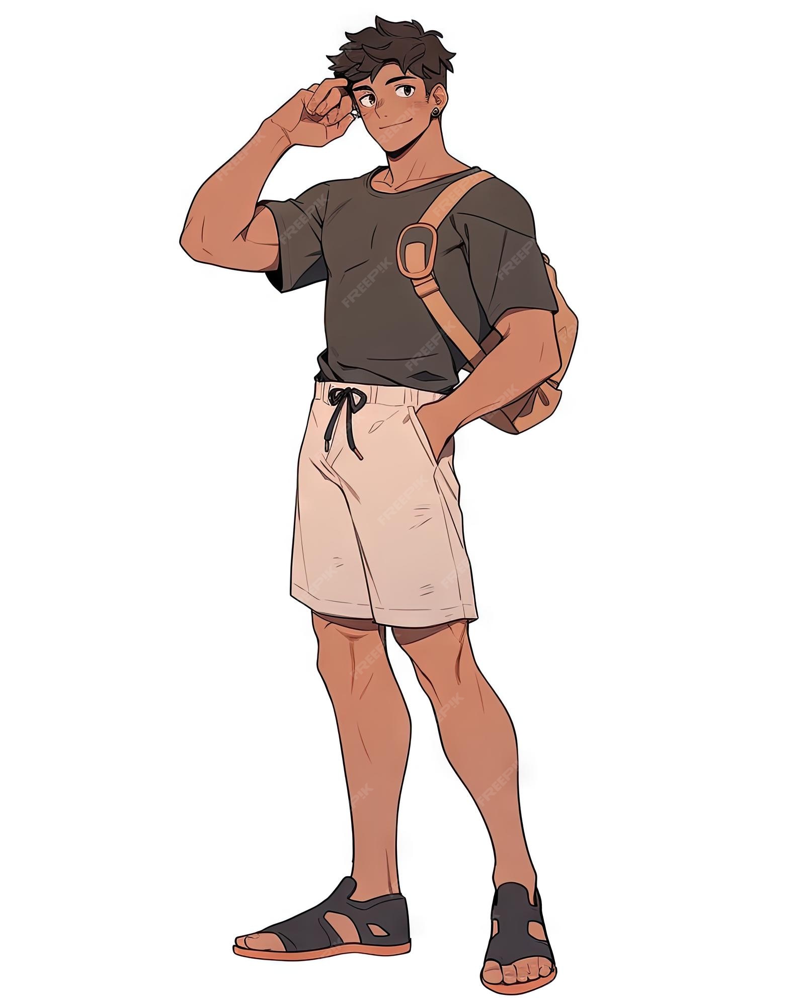 Ilustração de desenho animado de homem anime de corpo inteiro de