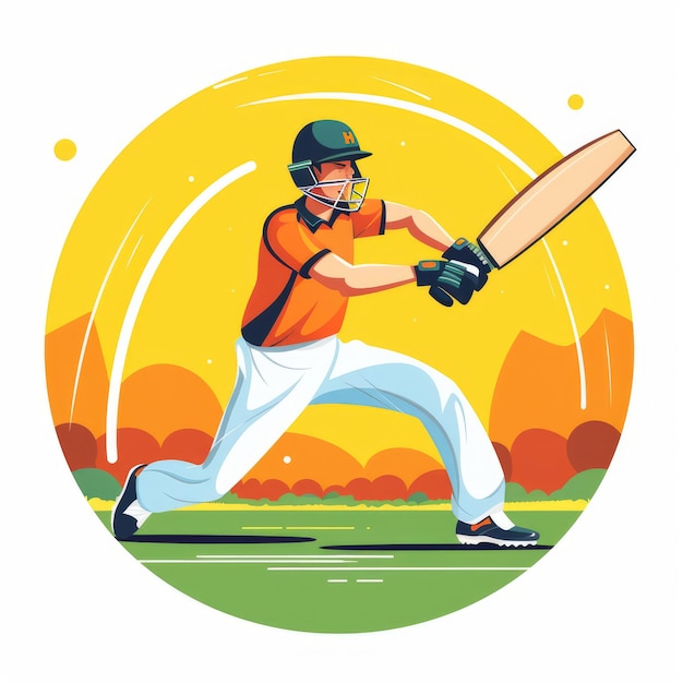 Ilustração de desenho animado de jogador de críquete gerada por IA Imagem