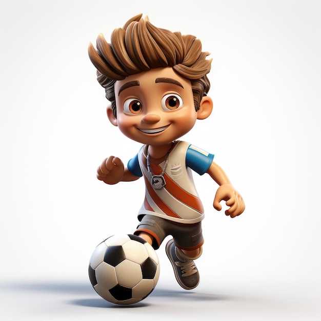 Ilustração de desenho animado de jogador de futebol com bola em fundo claro