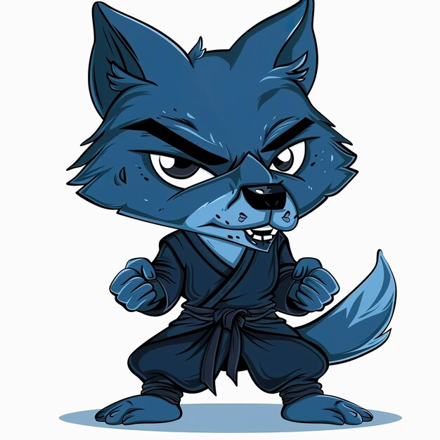 Ilustração de desenho animado de Karate Wolf Desenho de desenhos animados de lutador de lobo