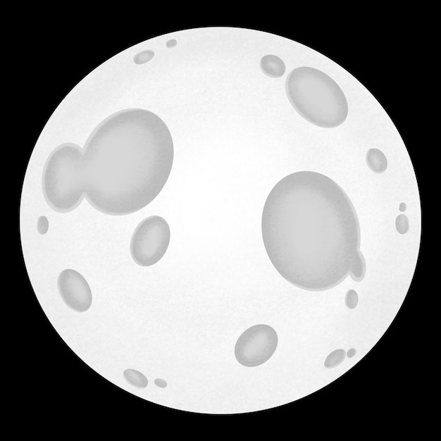 Ilustração de desenho animado de Lua Cheia Branca