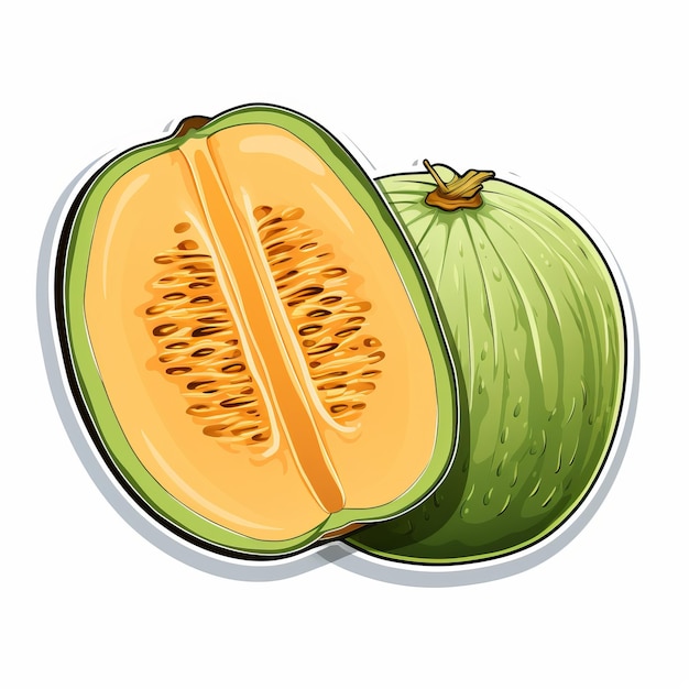 Ilustração de desenho animado de melão colorido em fundo branco