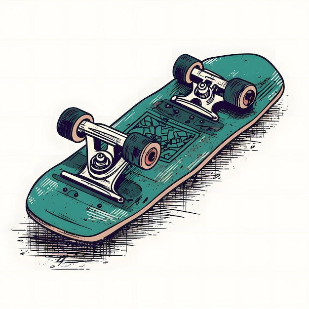 ilustração de desenho animado de skate generativo ai