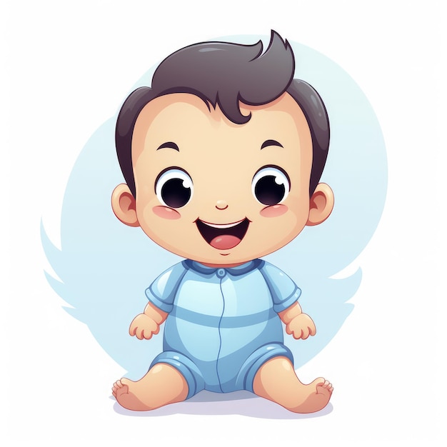 Foto ilustração de desenho animado de um bebê recém-nascido sorrindo imagem gerada por ia