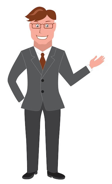 Ilustração de desenho animado de um jovem empresário