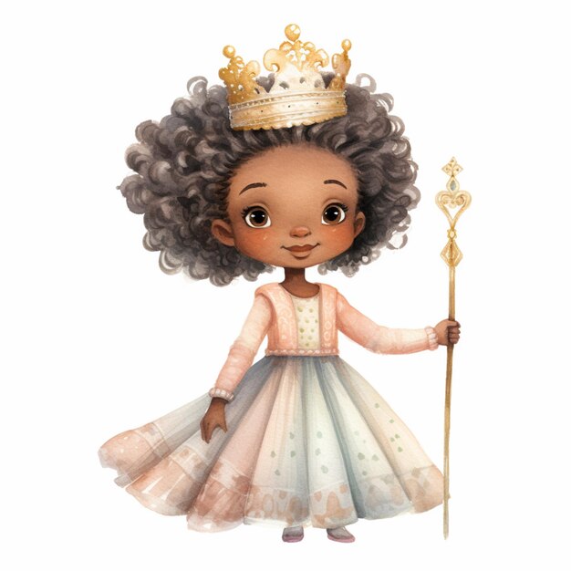 ilustração de desenho animado de uma menina vestida com um traje de princesa