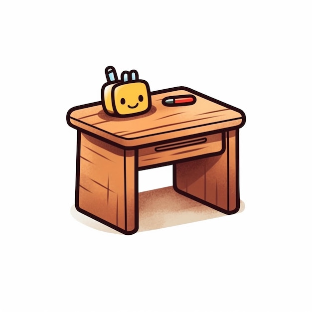 Foto ilustração de desenho animado de uma mesa com um pedaço de madeira e uma faca