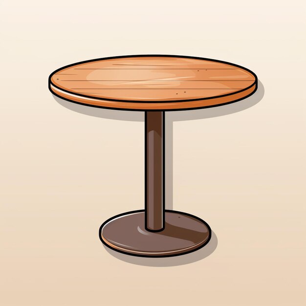 Foto ilustração de desenho animado de uma mesa redonda com uma parte superior de madeira