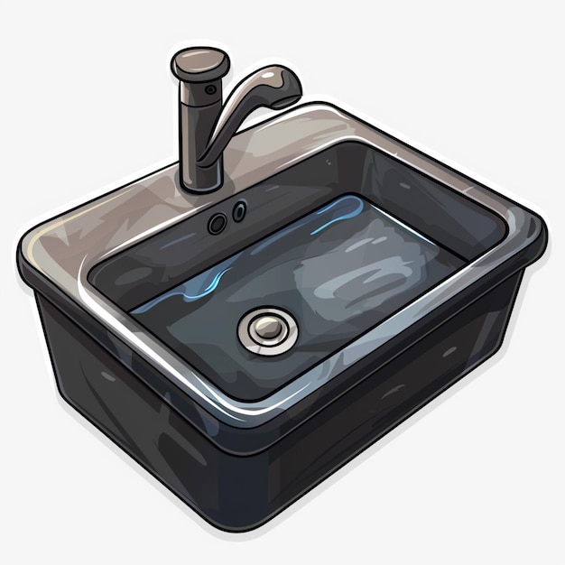 ilustração de desenho animado de uma pia com uma torneira e um dreno generativo ai
