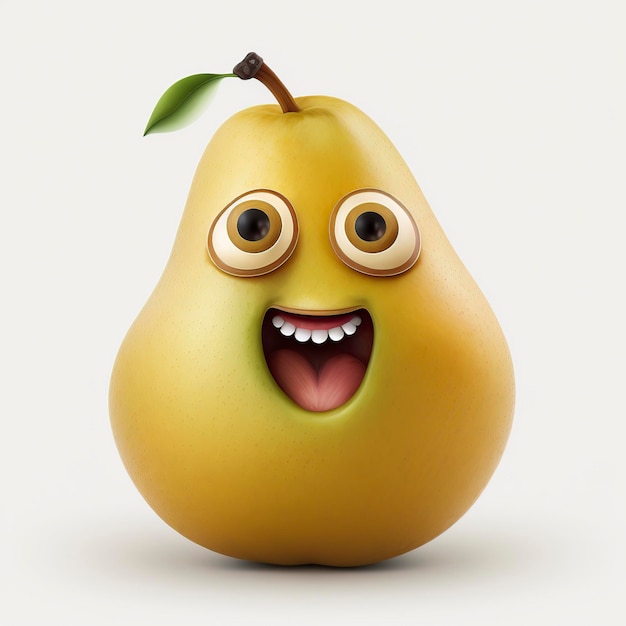 Foto ilustração de desenho animado fruta de pêra requintada com expressão feliz ai generativa