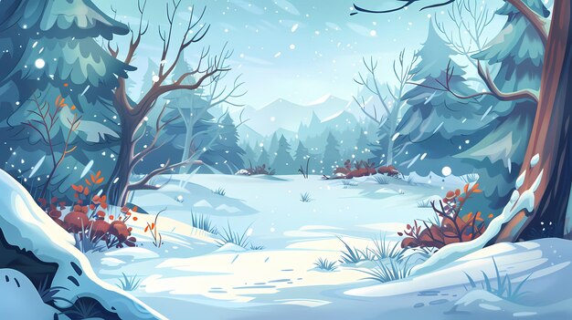 Ilustração de desenho animado Fundo de inverno Desenho à mão