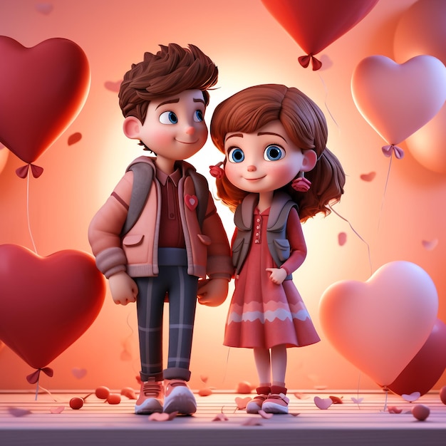 Ilustração de desenho animado Gatos casal no dia de São Valentim Amor história de amor relação