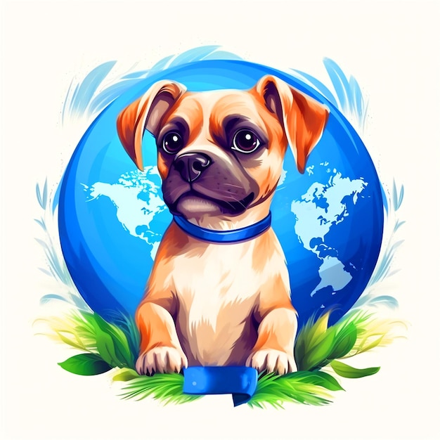 Ilustração de desenho animado para o fundo do Dia Internacional do Cão
