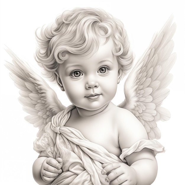 Ilustração de desenho de anjo bebê desenhado à mão