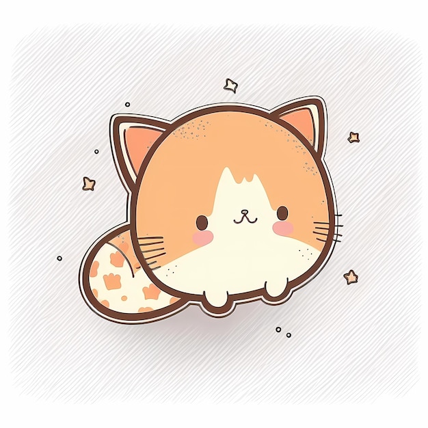 Ilustração de design de adesivo de gato kawaii adorável e fofo