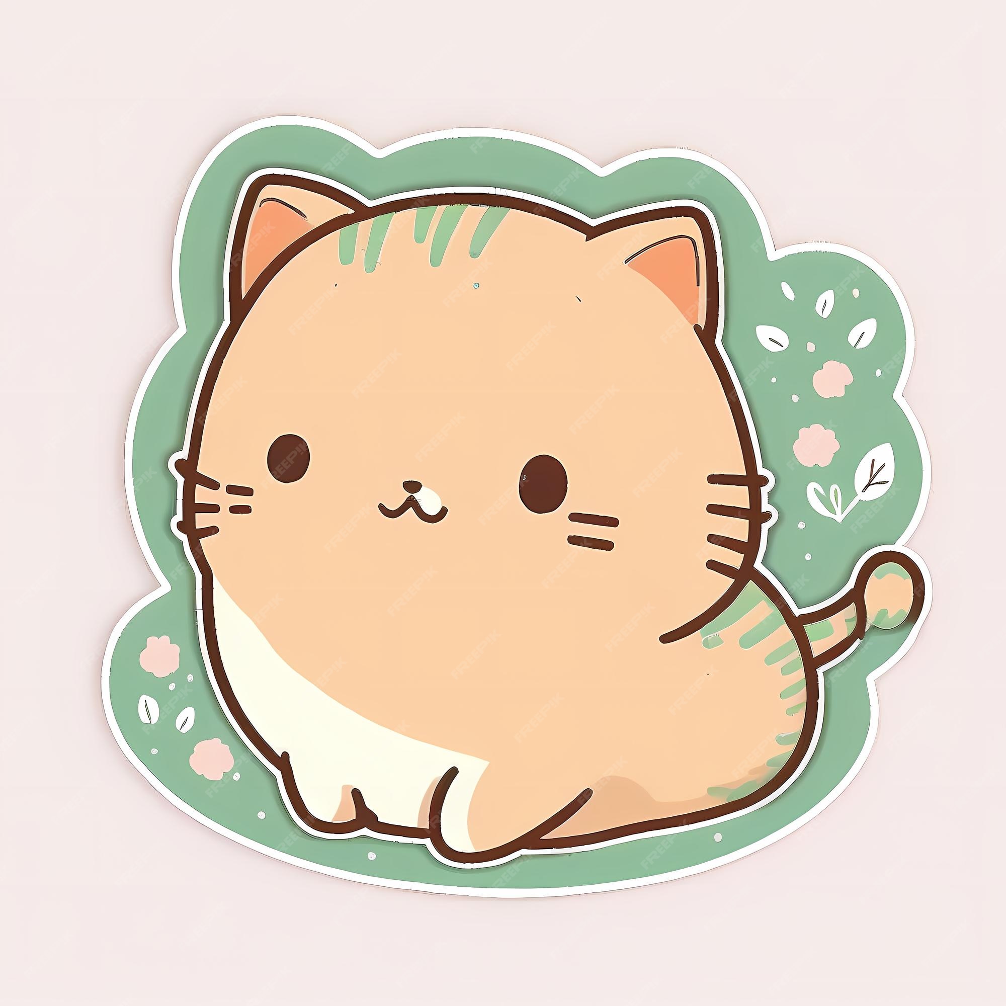 Ilustração de design de adesivo de gato kawaii adorável e fofo