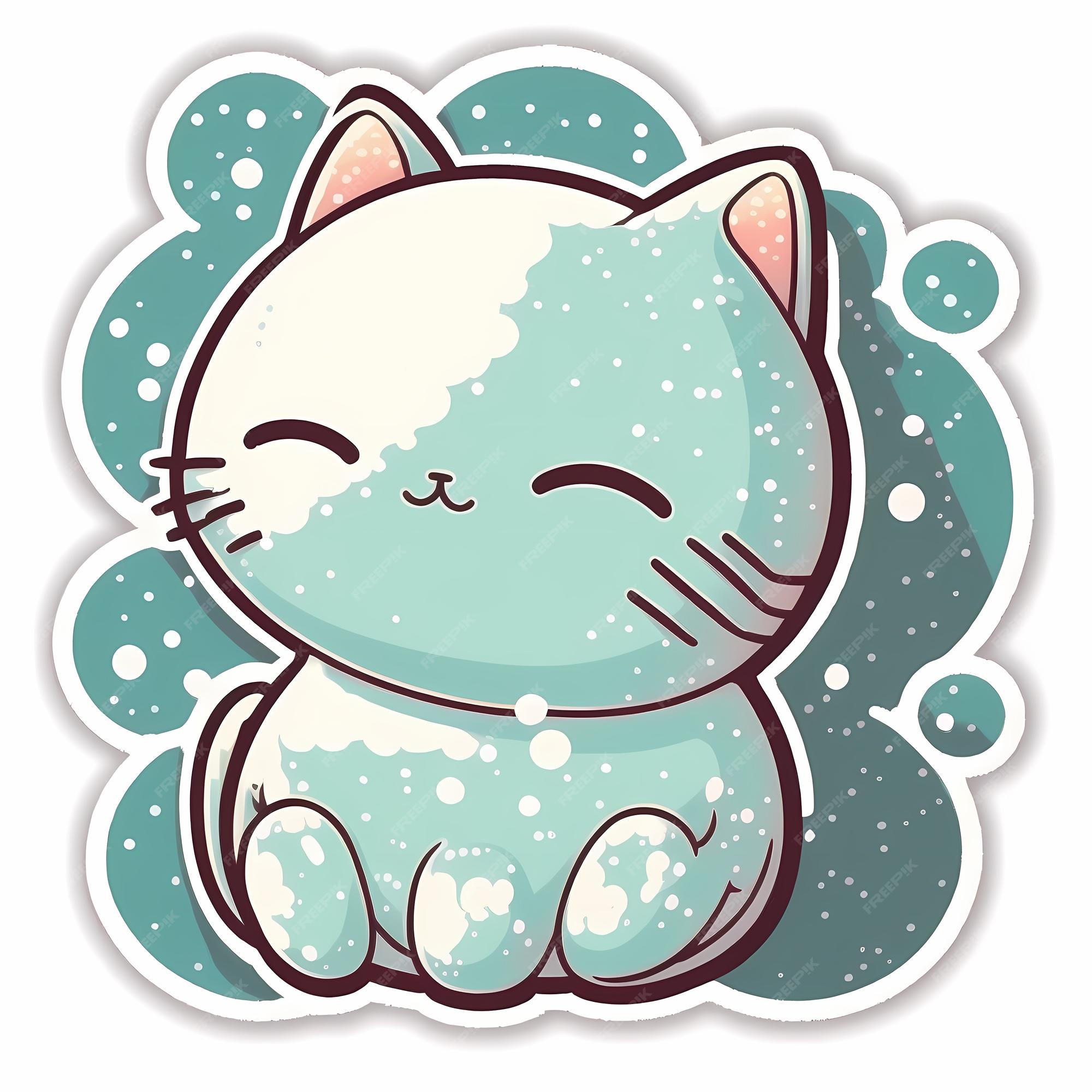 Ilustração de design de adesivo de gato kawaii adorável e fofo