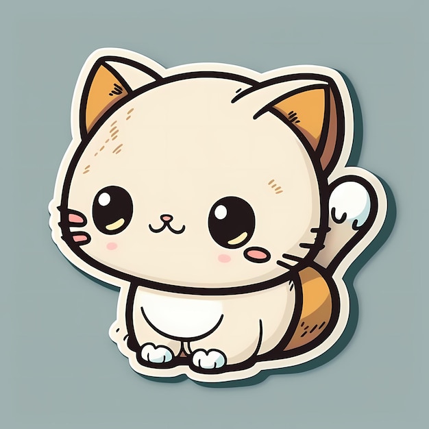 Ilustração de design de adesivo de gato kawaii adorável e fofo