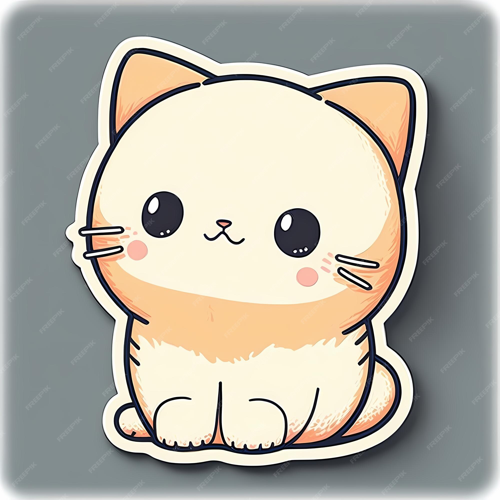 Ilustração de design de adesivo de gato kawaii adorável e fofo