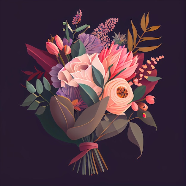 Foto ilustração de design de buquê de flores coloridas