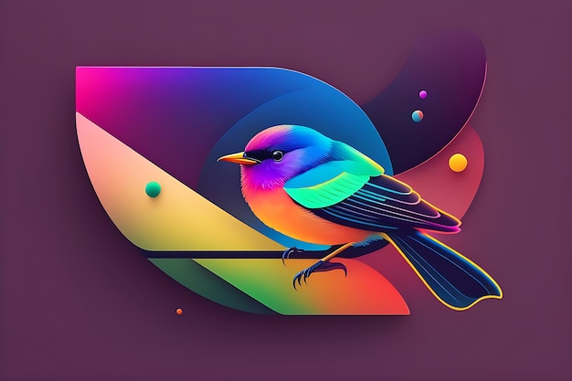 ilustração de design de gradiente colorido de pássaro