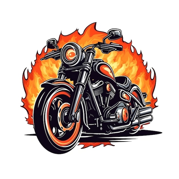 Ilustração de design de logotipo de motocicleta com fundo preto gerada por IA