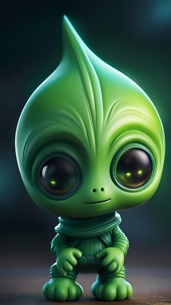 Foto ilustração de design de personagem de desenho animado alienígena verde 3d