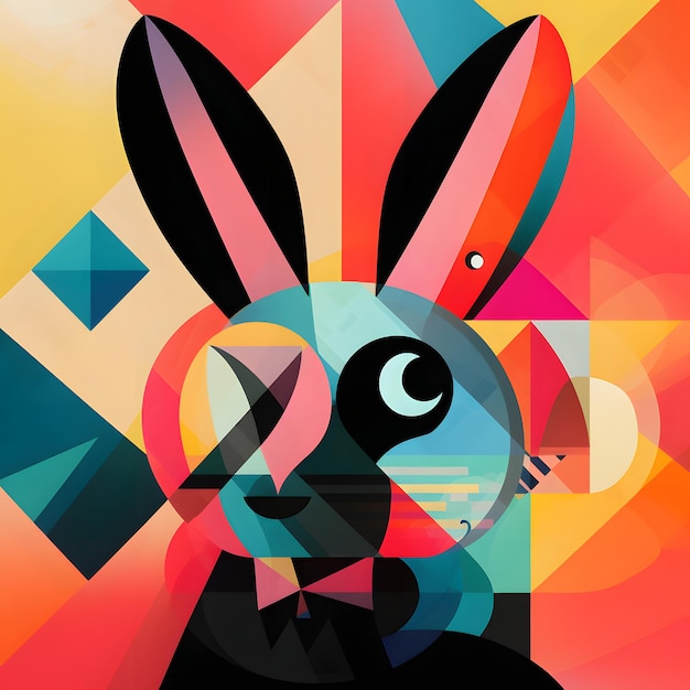 Ilustração de design de personagens de cubismo animal minimalista abstrato