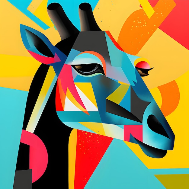 Ilustração de design de personagens de cubismo animal minimalista abstrato