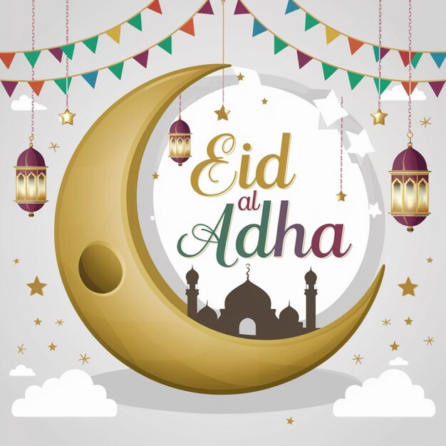 Foto ilustração de design eid al adha em fundo branco