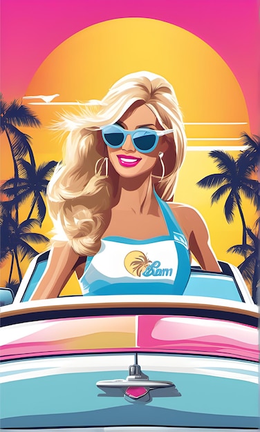 Ilustração de design plano de imagem da Barbie