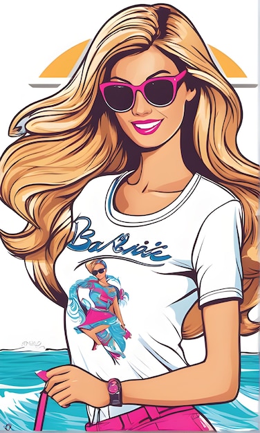 Ilustração de design plano de imagem da Barbie