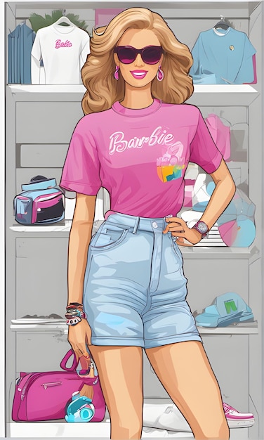 Ilustração de design plano de imagem da Barbie