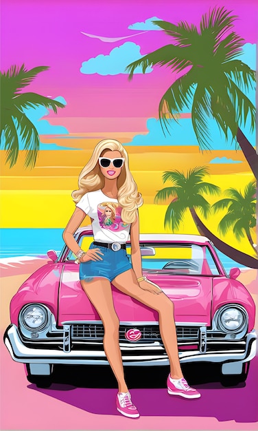 Ilustração de design plano de imagem da Barbie