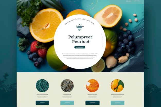 Foto ilustração de design web generativo de alimentos e frutas frescos e saudáveis entrega de alimentos saudáveis