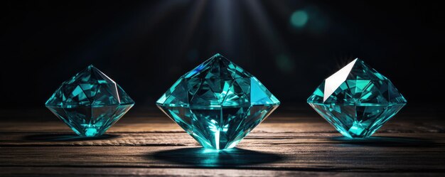 Ilustração de diamante cristal azul em fundo largo