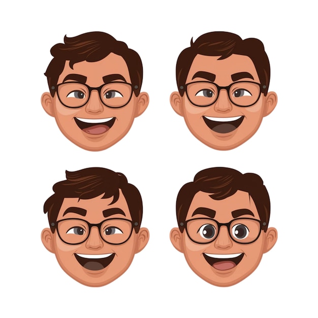 Ilustração de diferentes expressões isoladas em fundo branco
