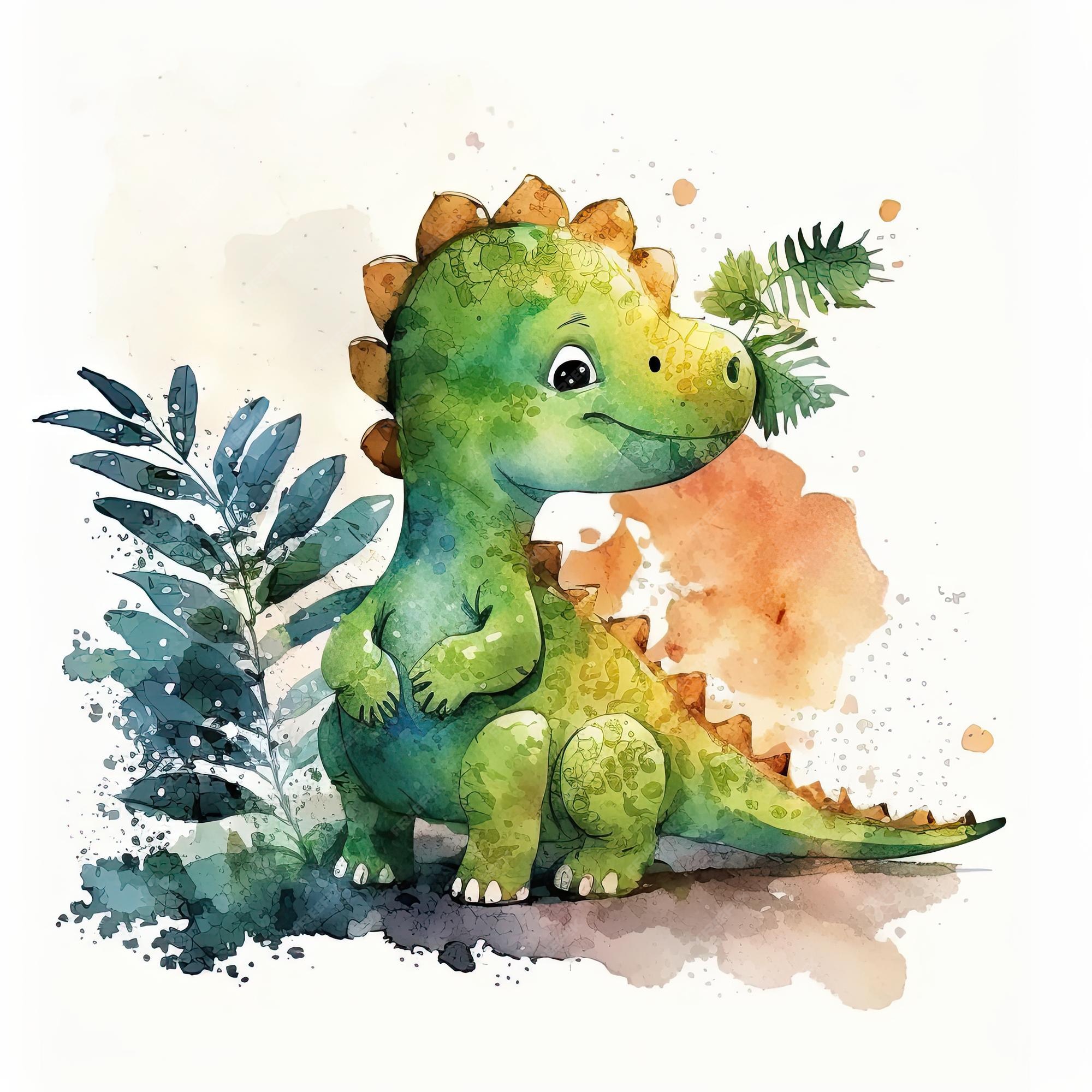 Ilustração de dinossauro roxo estilo aquarela, Vetor Premium