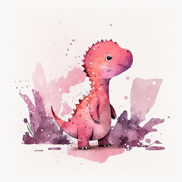 Ilustração de dinossauro em aquarela infantil fofa AI GenerativexA