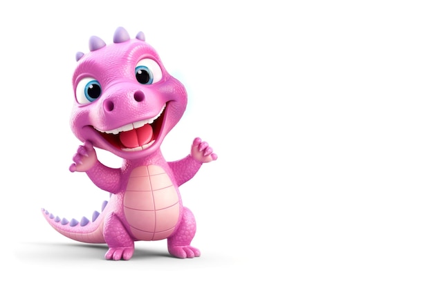 Personagem De Desenho Animado De Dinossauro Rosa-fofo Ilustração