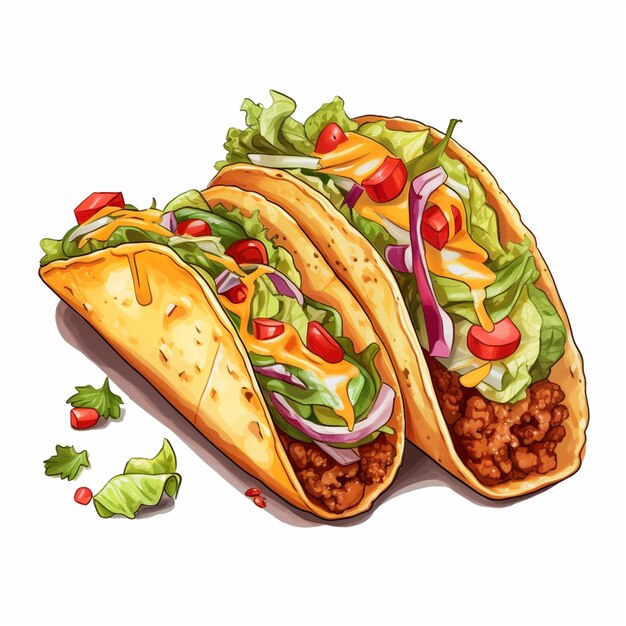 ilustração de dois tacos com alface generativa ai