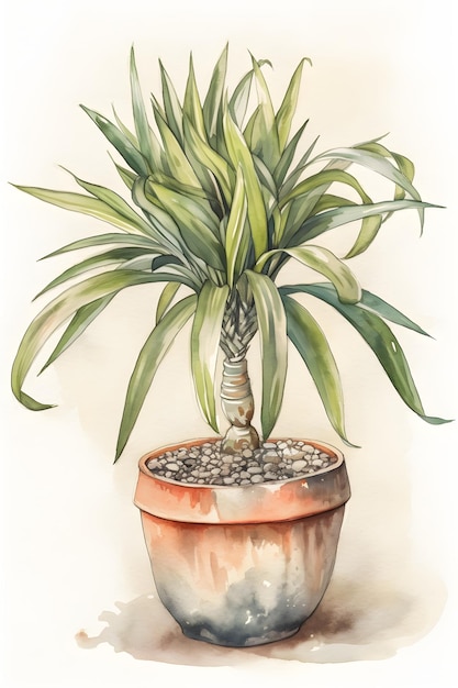 Ilustração de dracaena em aquarela para ia generativa de decoração de casa natural e serena