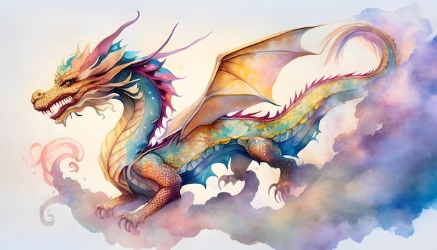 Ilustração de dragão chinês IA generativa
