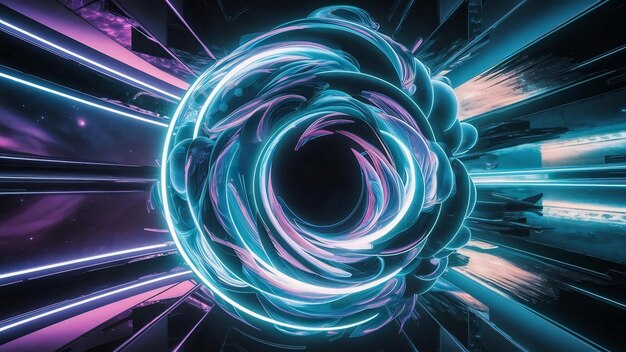 Ilustração de efeitos de luz de néon brilhantes abstratos ótimos para um espaço futurista