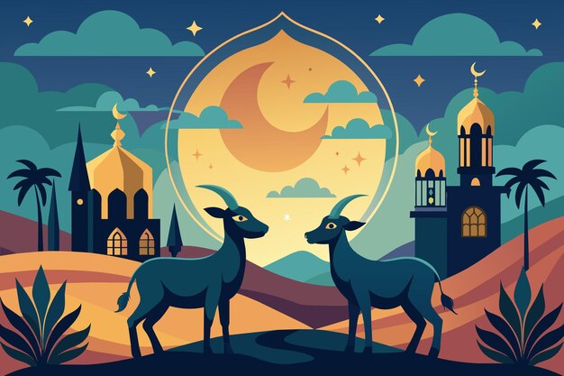 Foto ilustração de eid aladha ilustração de cabra