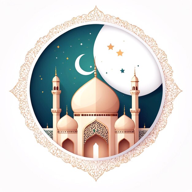 Ilustração de Eid Mubarak em fundo branco